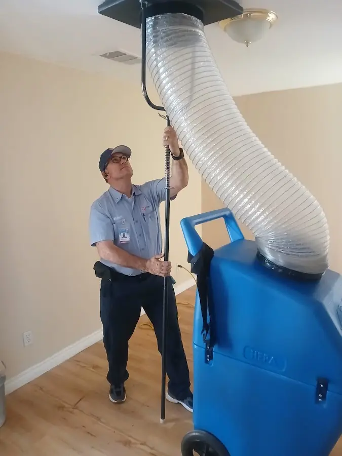 Mini Split Installation technician using HEPA equipment in Huntington Park